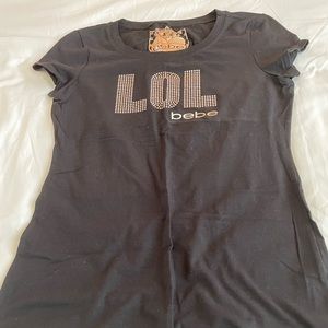 Bebe “LOL” logo shirt. Size M Black